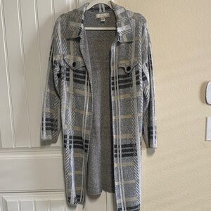Plaid Open-Front Cardigan Sweater- Sz M